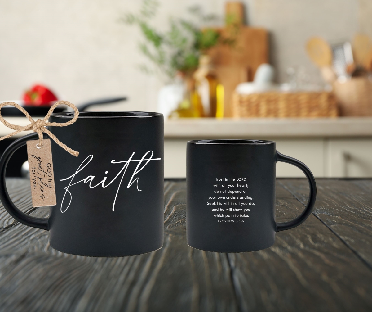 Picture of Dicksons 18484 Mug Faith Trust In The Lord Black 18Oz