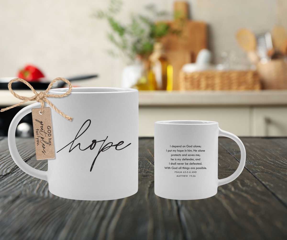 Picture of Dicksons 18485 Mug Hope Depend On God Alone White 18Oz