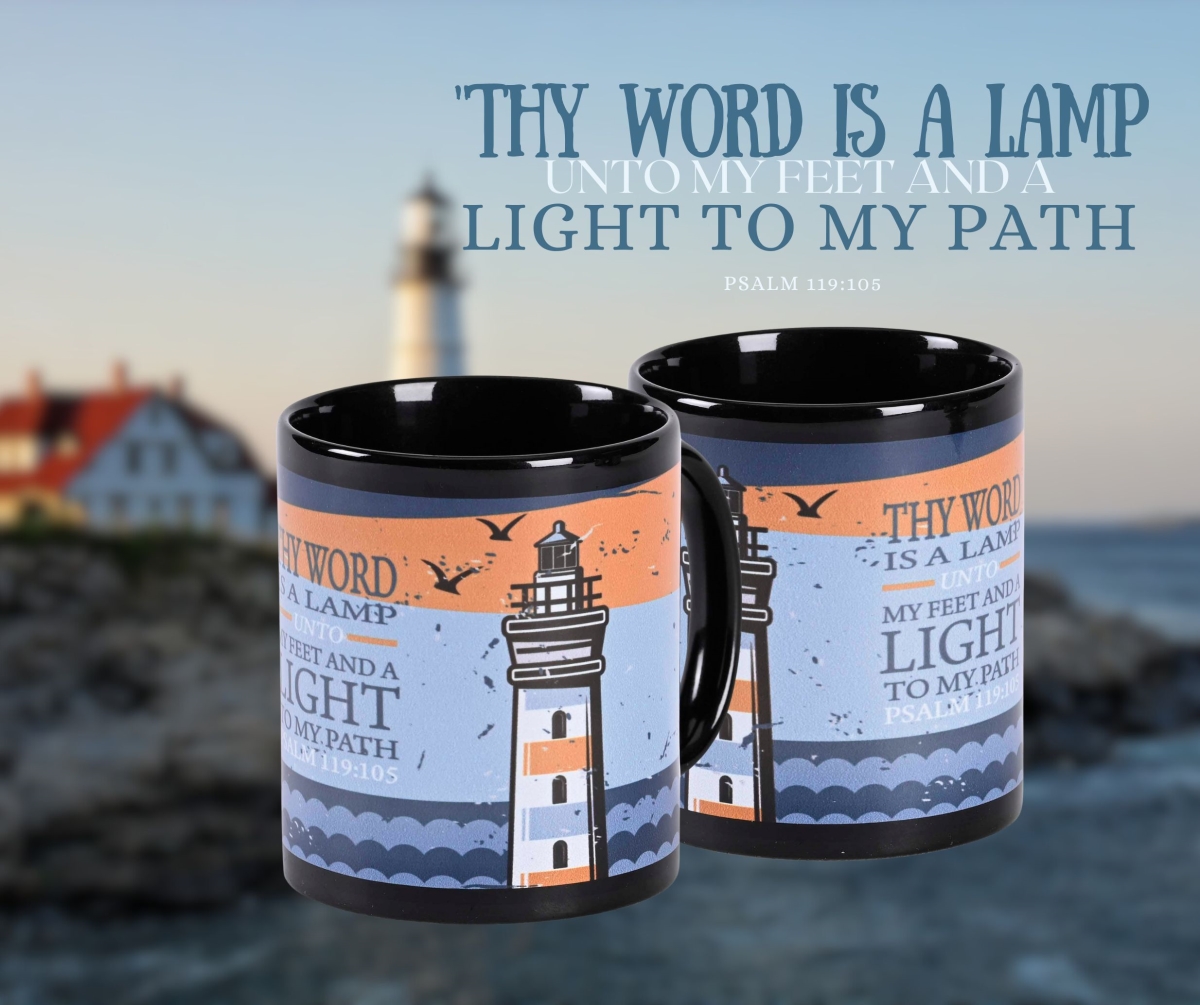 Picture of Dicksons MUG-1219 Black Mug Lighthouse Your Word Is A Lamp