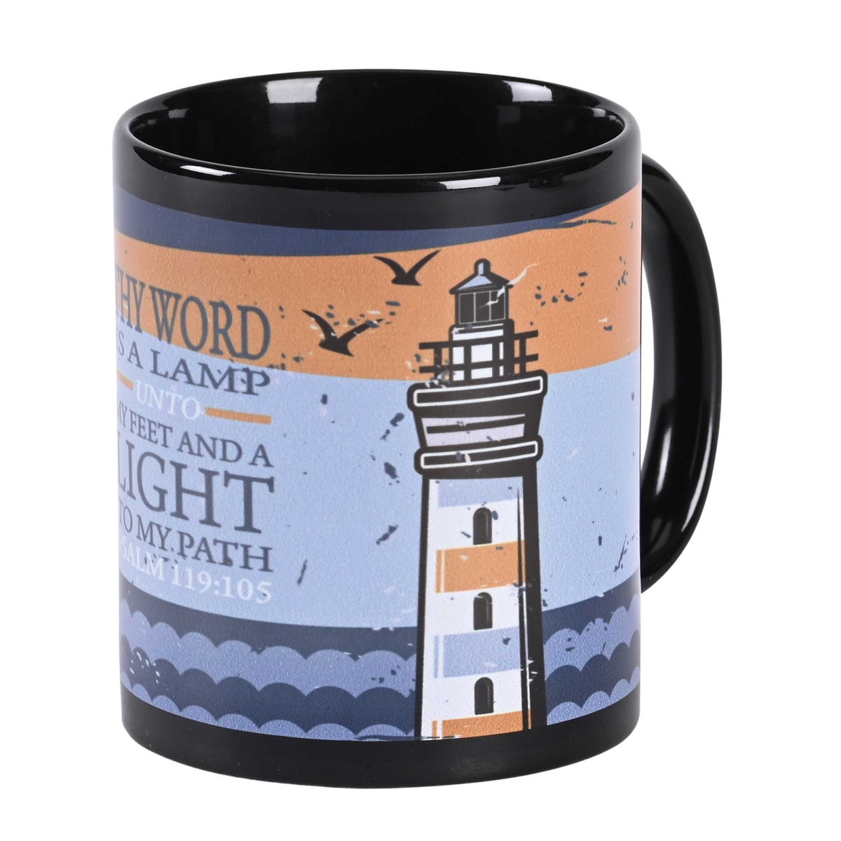 Picture of Dicksons MUG-1219 Black Mug Lighthouse Your Word Is A Lamp