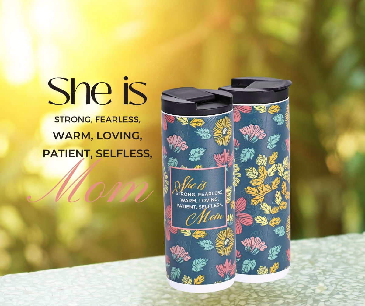 Picture of Dicksons ETUMW1 White Tumbler Mom She Is Strong 20 Oz