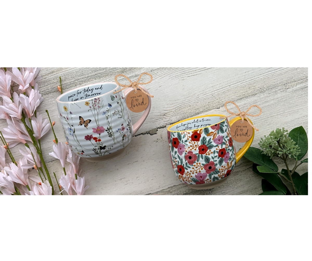 Picture of Dicksons 18552 Coffeecup Blooming Joy Peace For Today