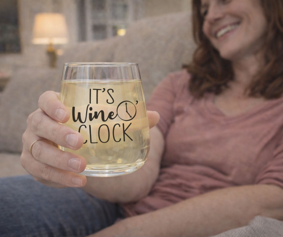 Picture of Dicksons WGL14 Wine Glass It Is Wine OClock 15 Oz