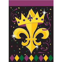 01224 Fleur-de-lis Golden Crown Garden Flag, Black - Small