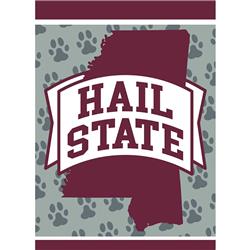 00308 Hail State With Pawprints Large Outdoor Flag