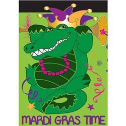 01926 Burlap Mardi Gras Time Garden Flag