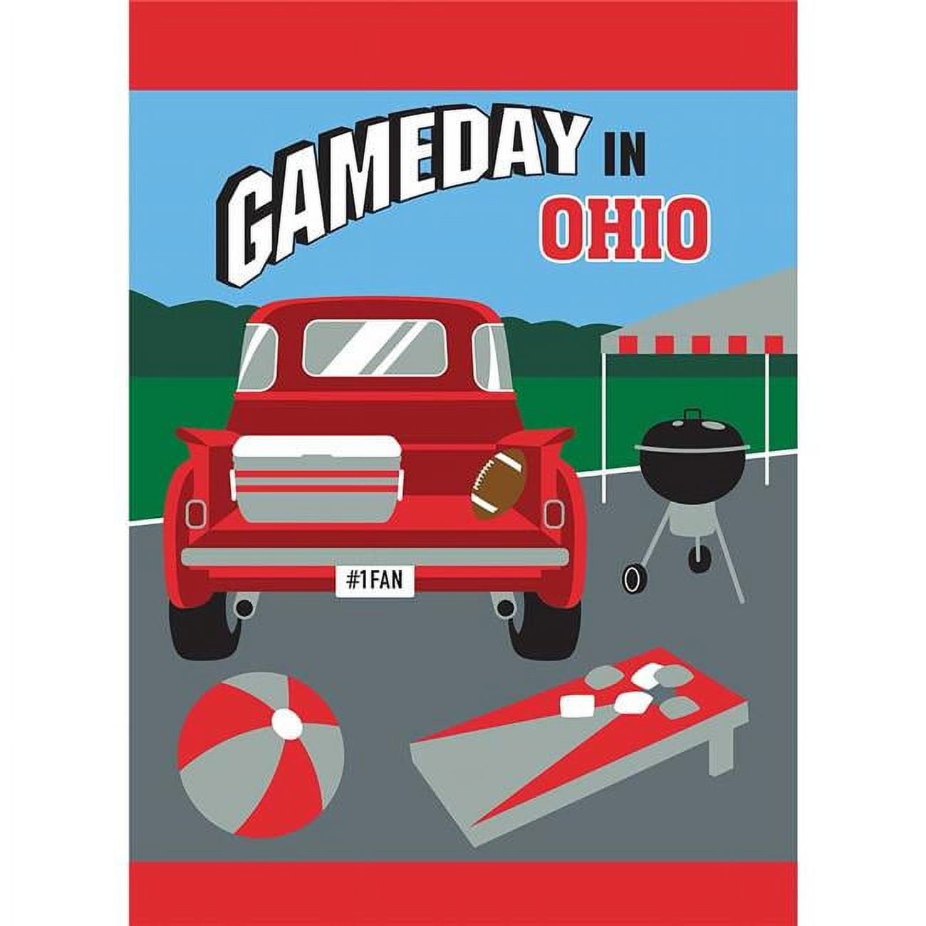1454 13 X 18 In. Game Day In Ohio Garden Flag - Red & Grey