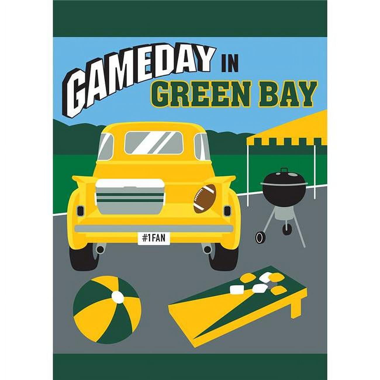 1465 13 x 18 in. Game Day in Green Bay Garden Flag - Green & Gold