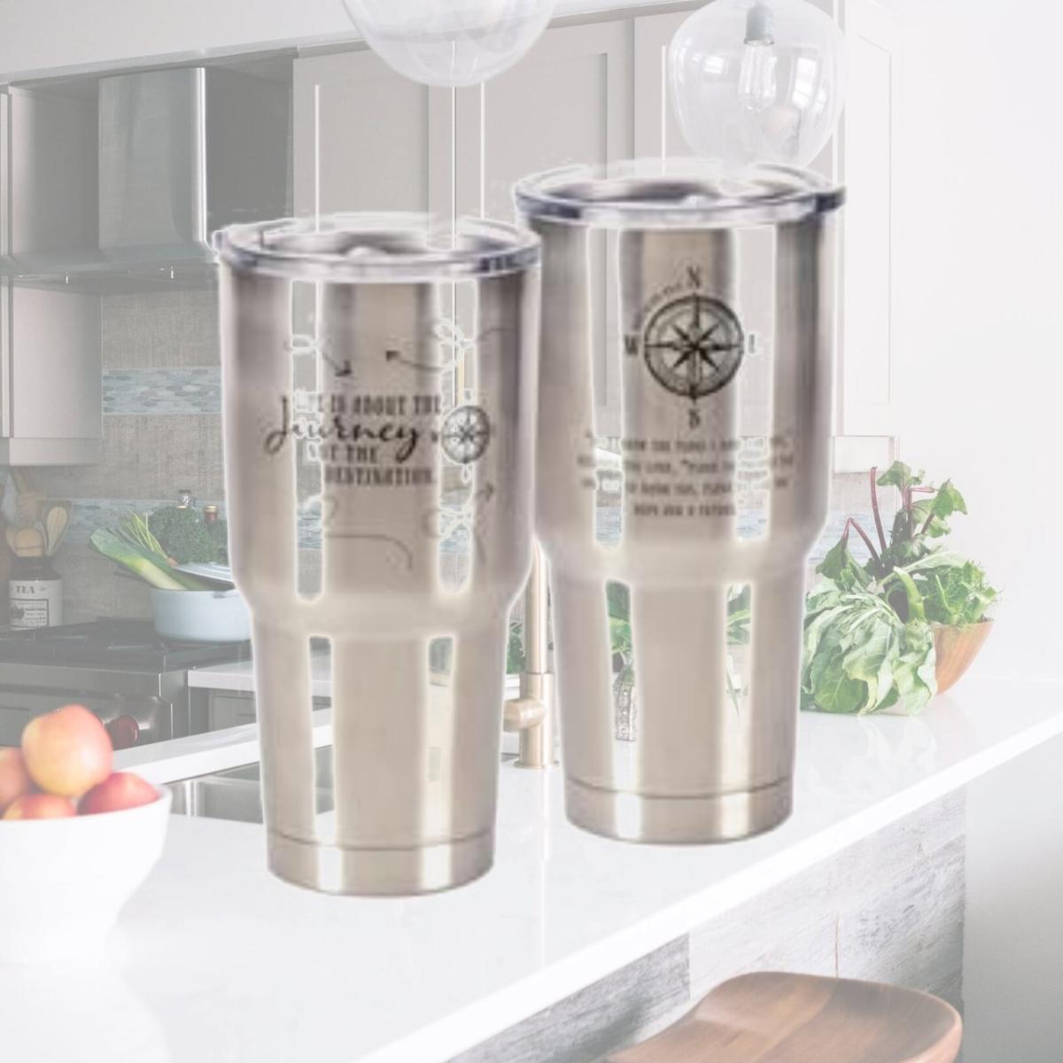 Picture of Dicksons SSTUM-9 8 x 4 in. 30 oz Stainless Steel Large Tumbler - Life is About the Journey & Jeremiah 29-11