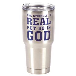 Sstum-12 8 X 4 In. 30 Oz Stainless Steel Tumbler With Lid - The Struggle Is Real But So Is God
