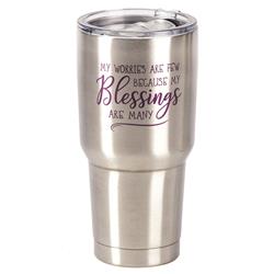 Sstum-13 8 X 4 In. 30 Oz Stainless Steel Tumbler With Lid - My Worries Are Few Because My Blessings Are Many