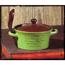 246255 2.5 X 5 In. 14 Oz Stoneware Bowl With Handle, Green