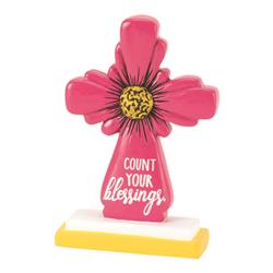 Tcr-188 4 In. Count Your Blessings Resin Wall Cross, Pink