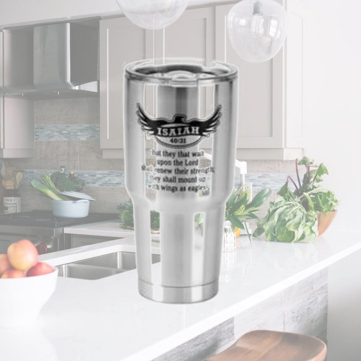 Picture of Dicksons SSTUM-22 30 oz Stainless Steel Cold or Hot Cup Tumbler - Eagle Isaiah 40-31