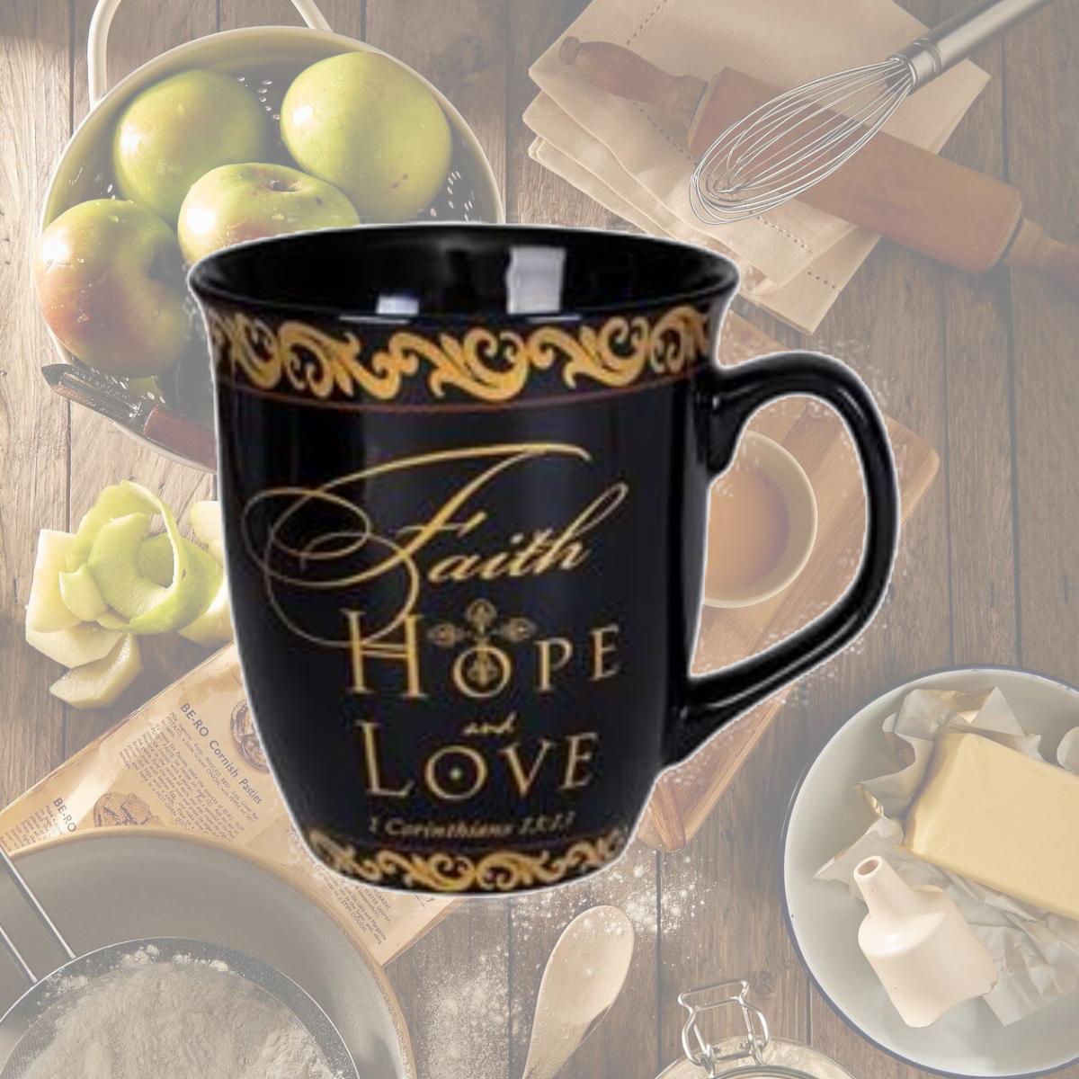 Picture of Dicksons MUG104FHL Faith Hope Love 1 Corinthians 13-13 Ceramic Mug - Black
