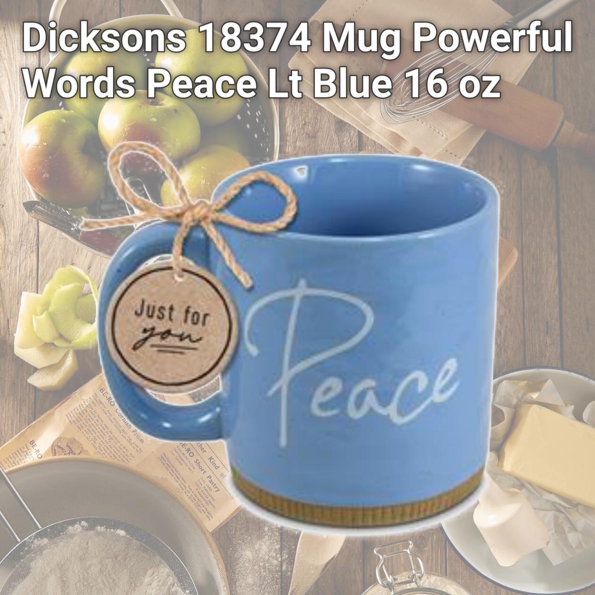 Picture of Dicksons 18374 Mug Powerful Words Peace Lt Blue 16 oz