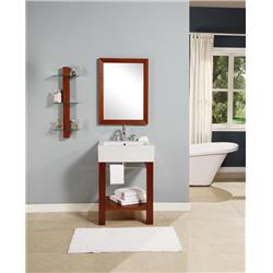 2550-8cwh-cgn Lavatory Console With Rectangular Shelf & Mirror, Cognac