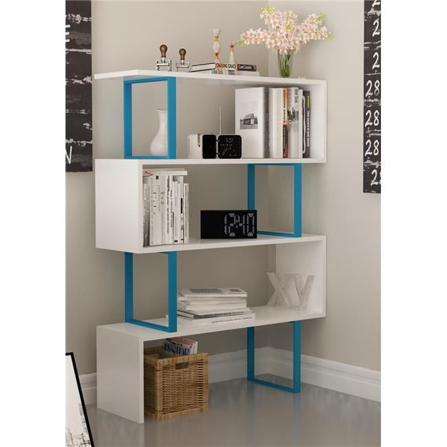 Adr50bcb04 36 X 12 X 50 In. Adriana 4-shelf Geometric Bookcase - Blue & White