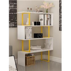 Adr50bcb05 36 X 12 X 50 In. Adriana 4-shelf Geometric Bookcase - Yellow & White