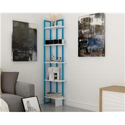 Mal71bcb04 71 In. Alice Industrial Corner Unit Bookcase - Blue & White