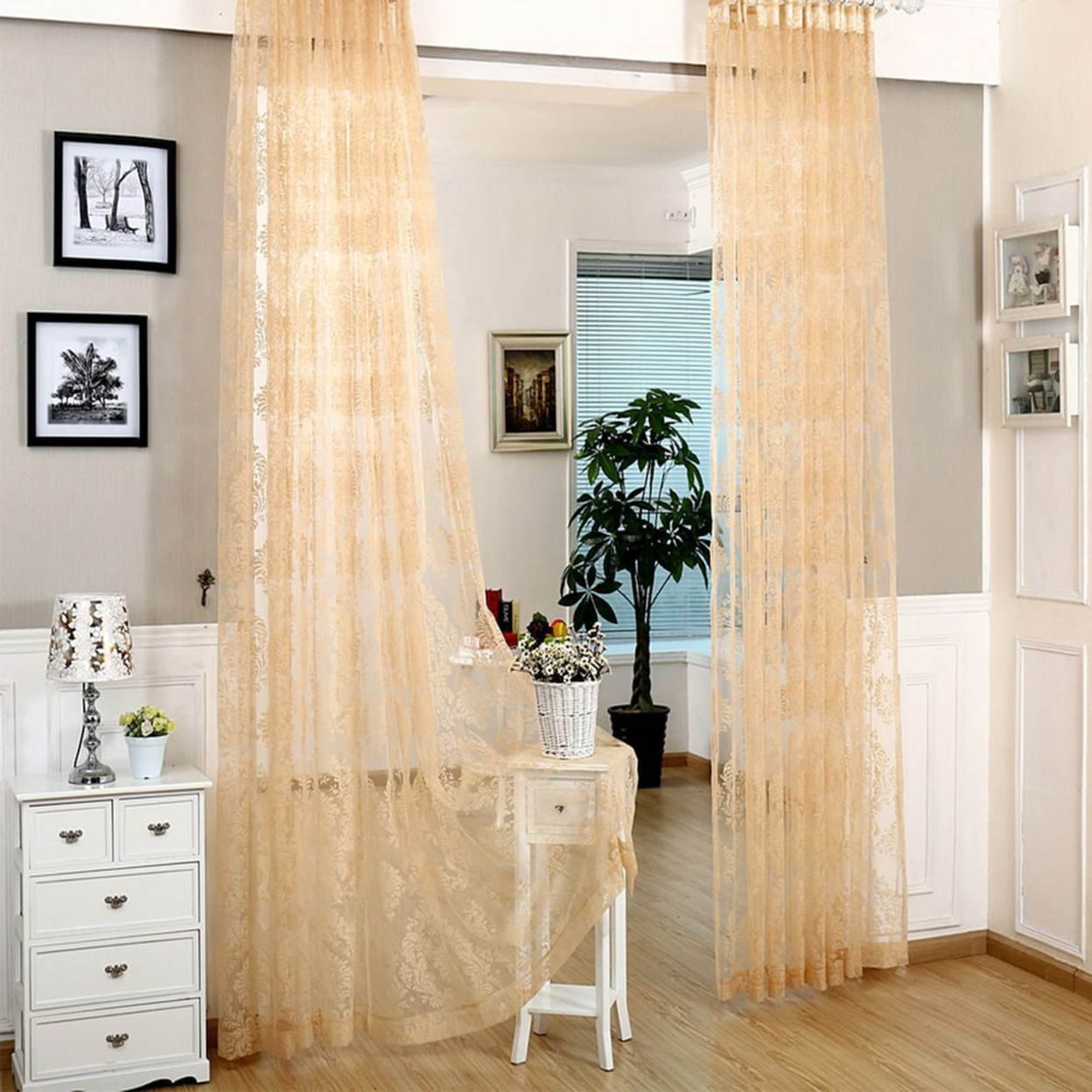Dmc482 Window Sheer Polyester Curtains Panel - Larissa