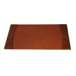 P6101 34 X 20 In. Protacini Brown Italian Patent Leather Side-rail Desk Pad - Cognac
