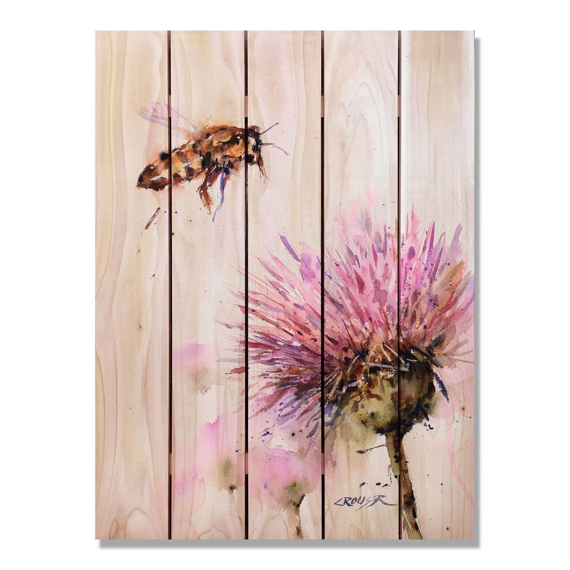 28 X 36 In. Crousers Bee & Clover Inside & Outside Cedar Wall Art