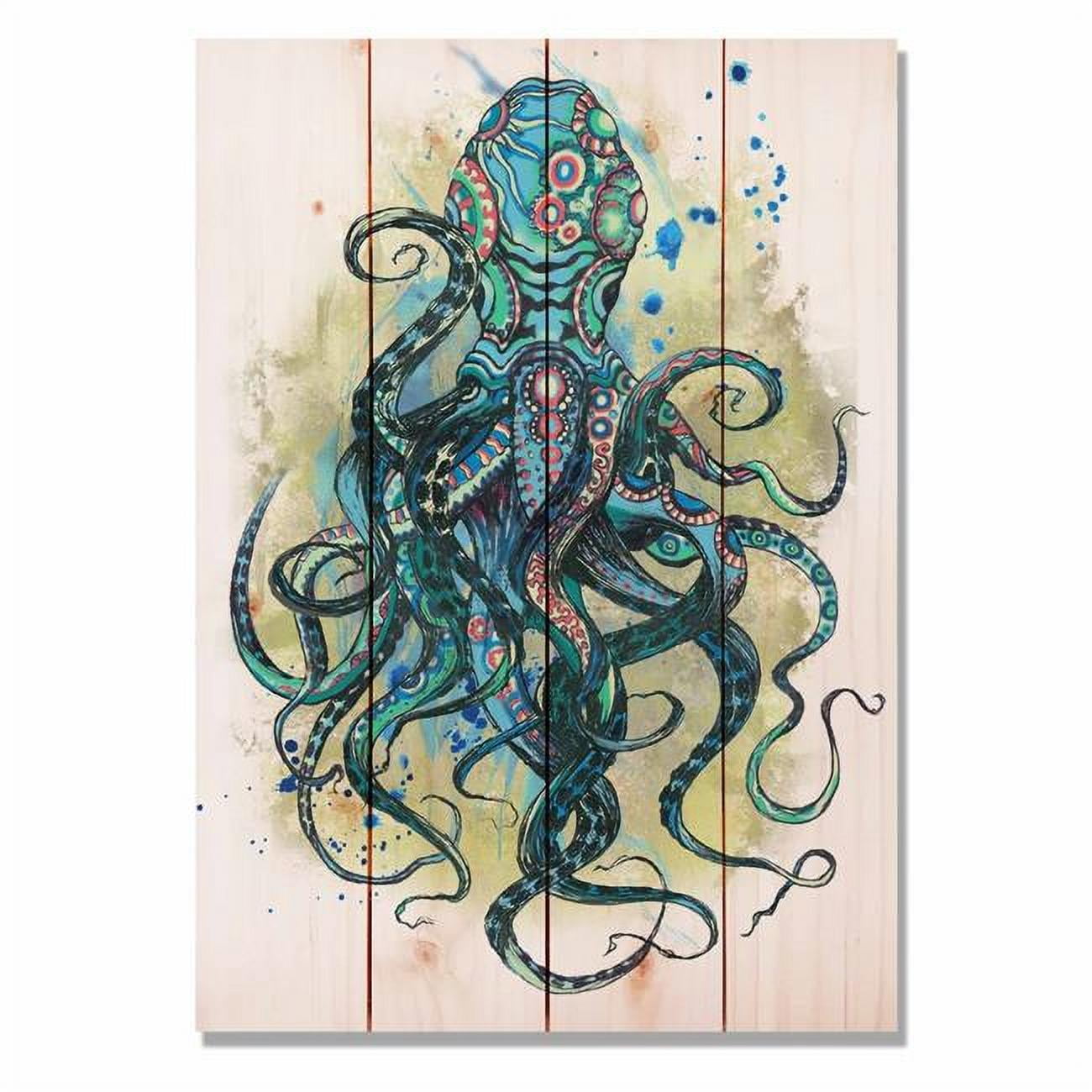 14 X 20 In. Colorful Blue Octopus Wall Art