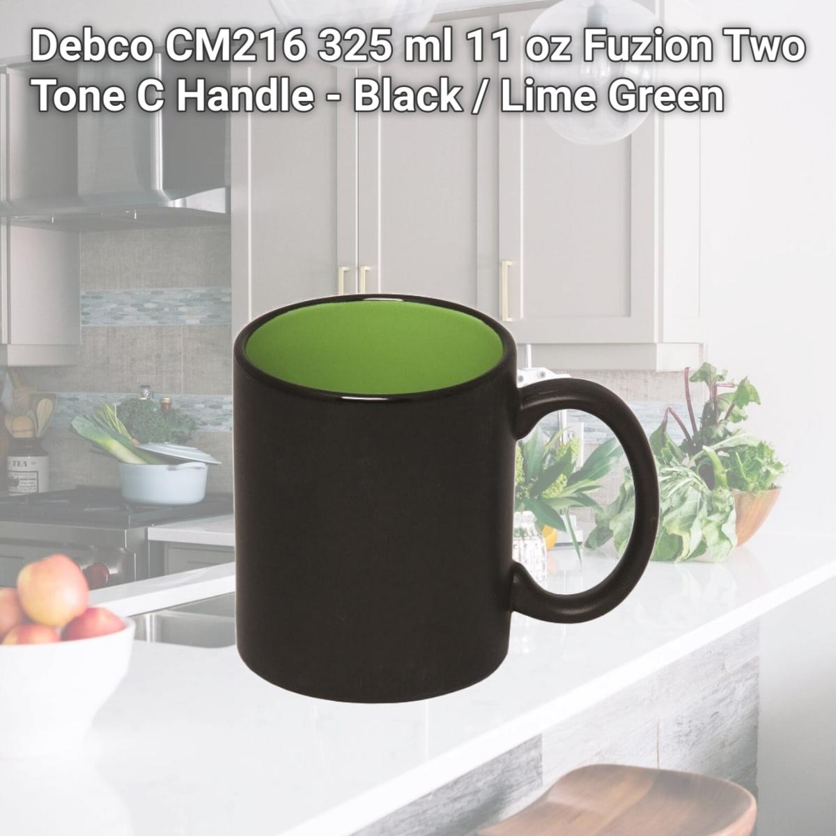 Picture of Debco CM216 325 ml 11 oz Fuzion Two Tone C Handle - Black / Lime Green 