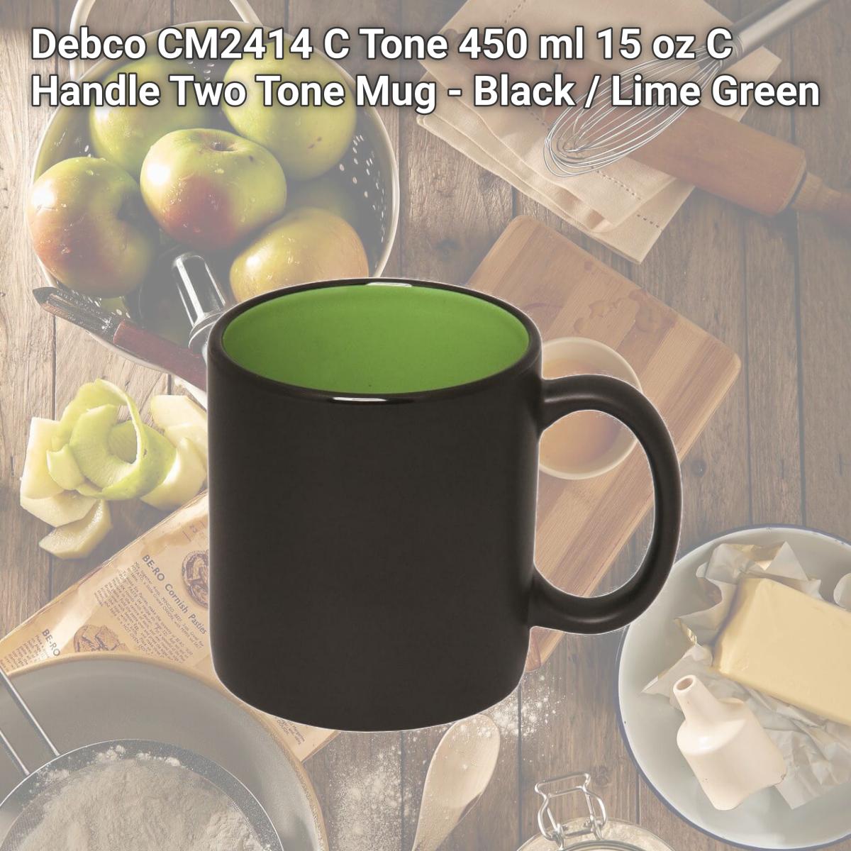 Picture of Debco CM2414 C Tone 450 ml 15 oz C Handle Two Tone Mug - Black / Lime Green 