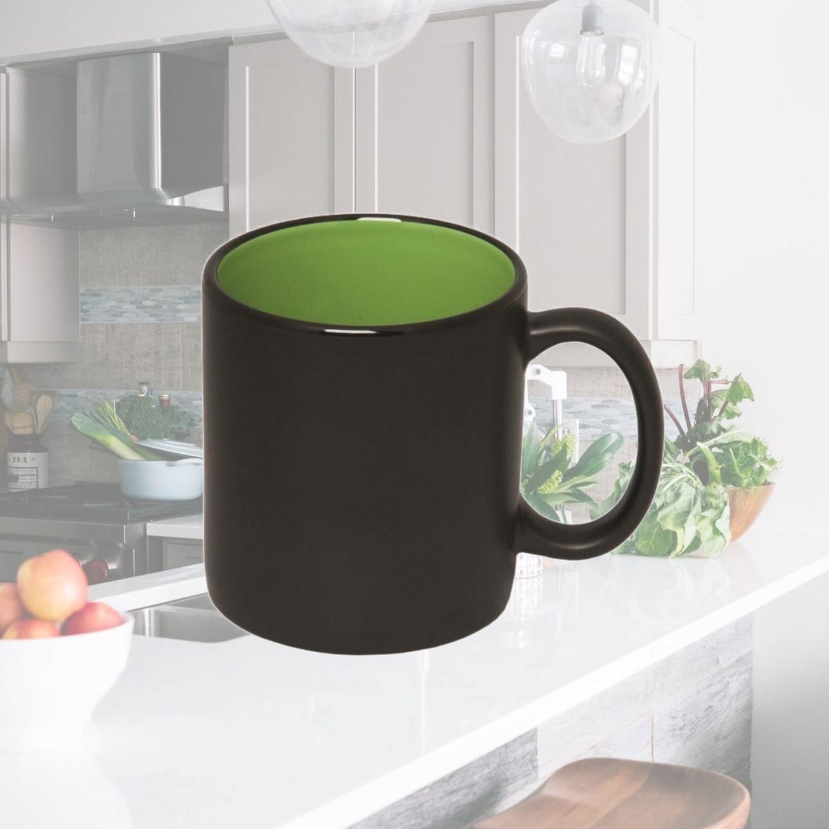 Picture of Debco CM2414 C Tone 450 ml 15 oz C Handle Two Tone Mug - Black / Lime Green 