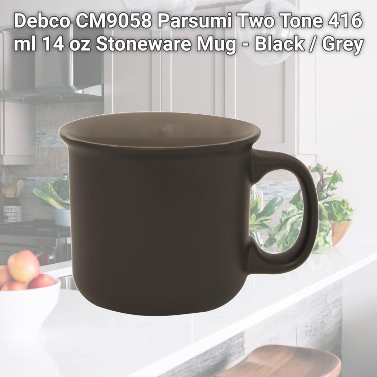 Picture of Debco CM9058 Parsumi Two Tone 416 ml 14 oz Stoneware Mug - Black / Grey 