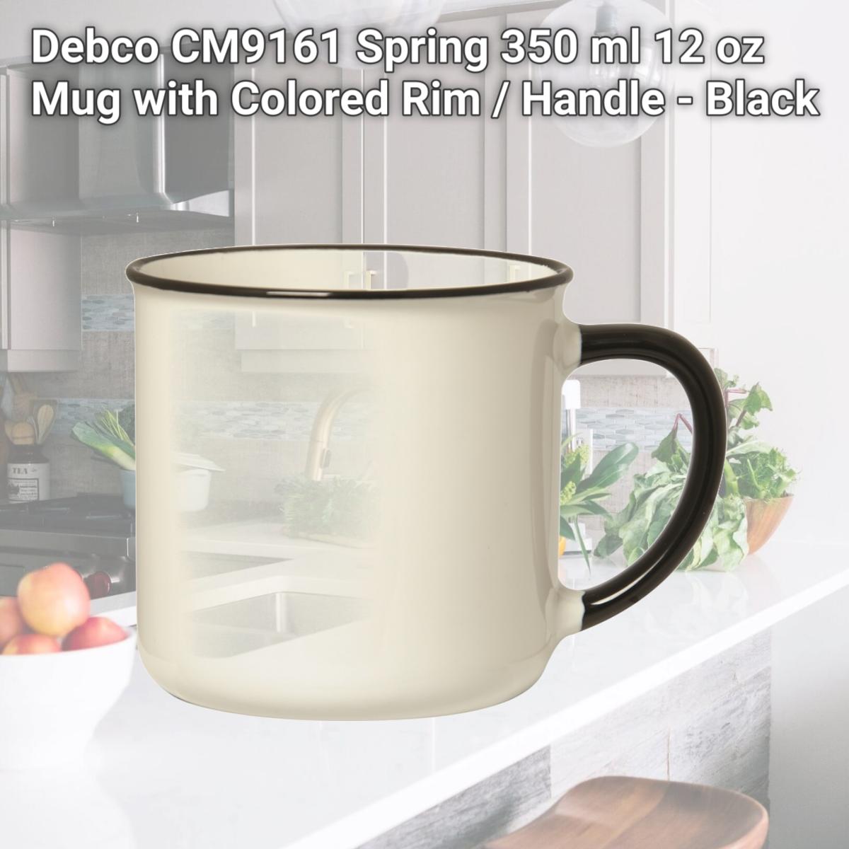 Picture of Debco CM9161 Spring 350 ml 12 oz Mug with Colored Rim / Handle - Black 