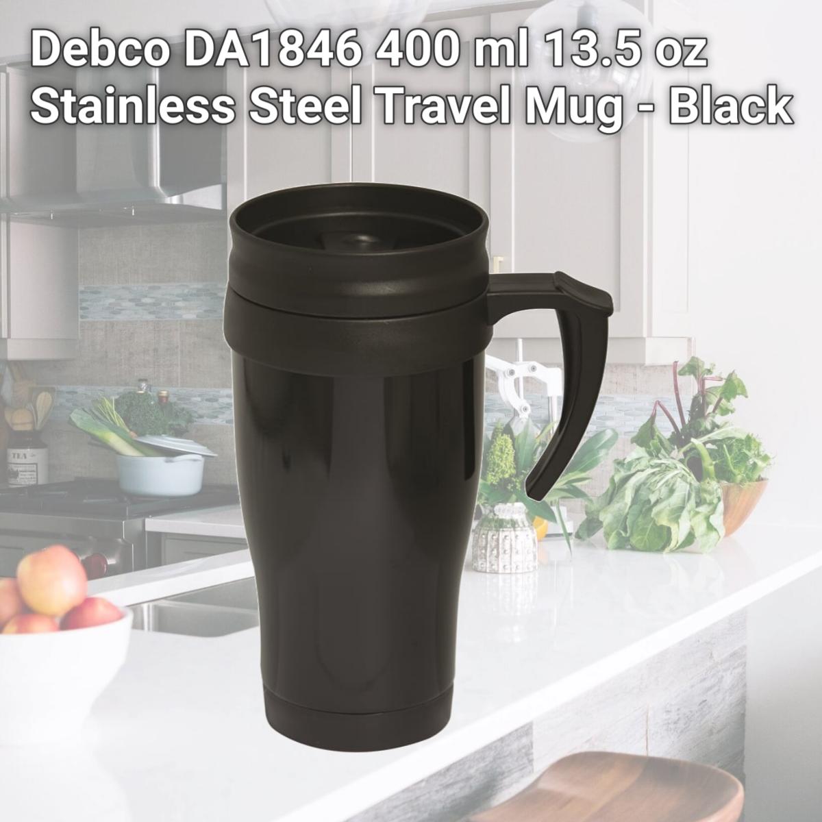 Picture of Debco DA1846 400 ml 13.5 oz Stainless Steel Travel Mug - Black 