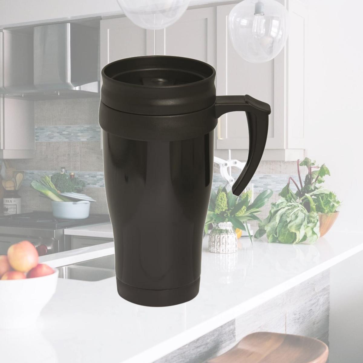 Picture of Debco DA1846 400 ml 13.5 oz Stainless Steel Travel Mug - Black 