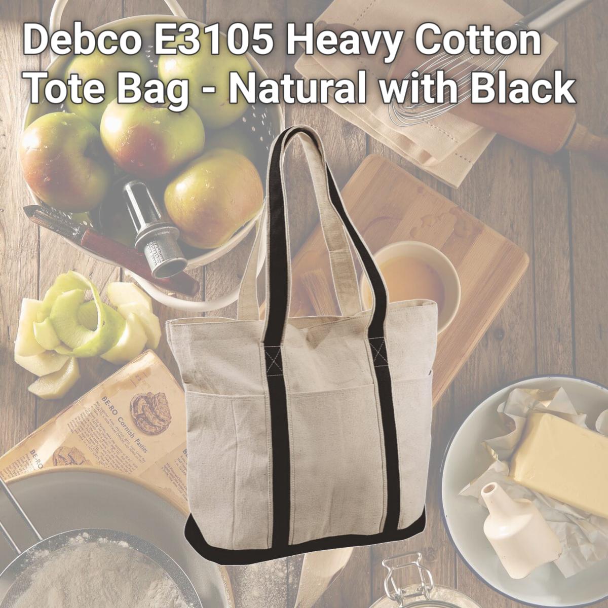 Picture of Debco E3105 Heavy Cotton Tote Bag - Natural with Black 