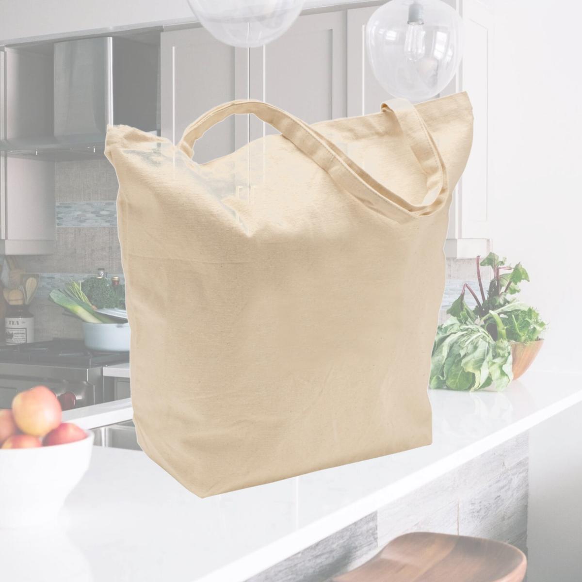 Picture of Debco E6001 Self Material Handles Tote Bag - Natural 