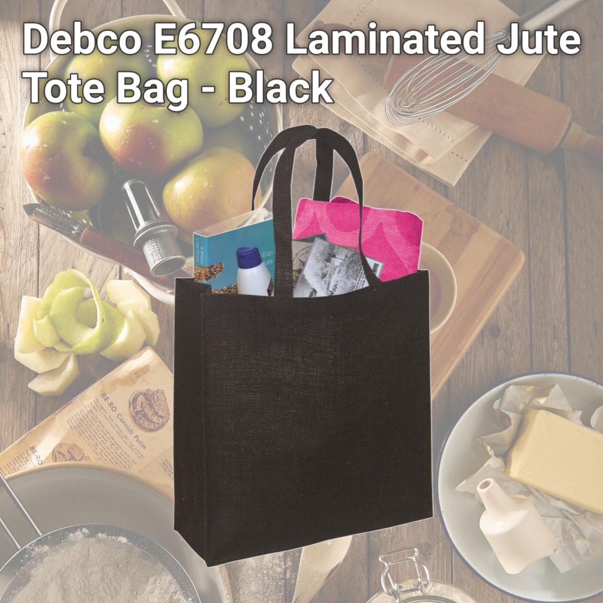 Picture of Debco E6708 Laminated Jute Tote Bag - Black 