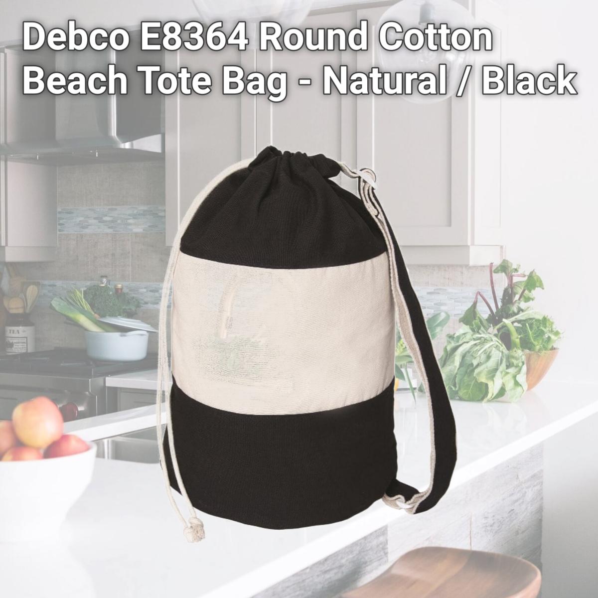 Picture of Debco E8364 Round Cotton Beach Tote Bag - Natural / Black 