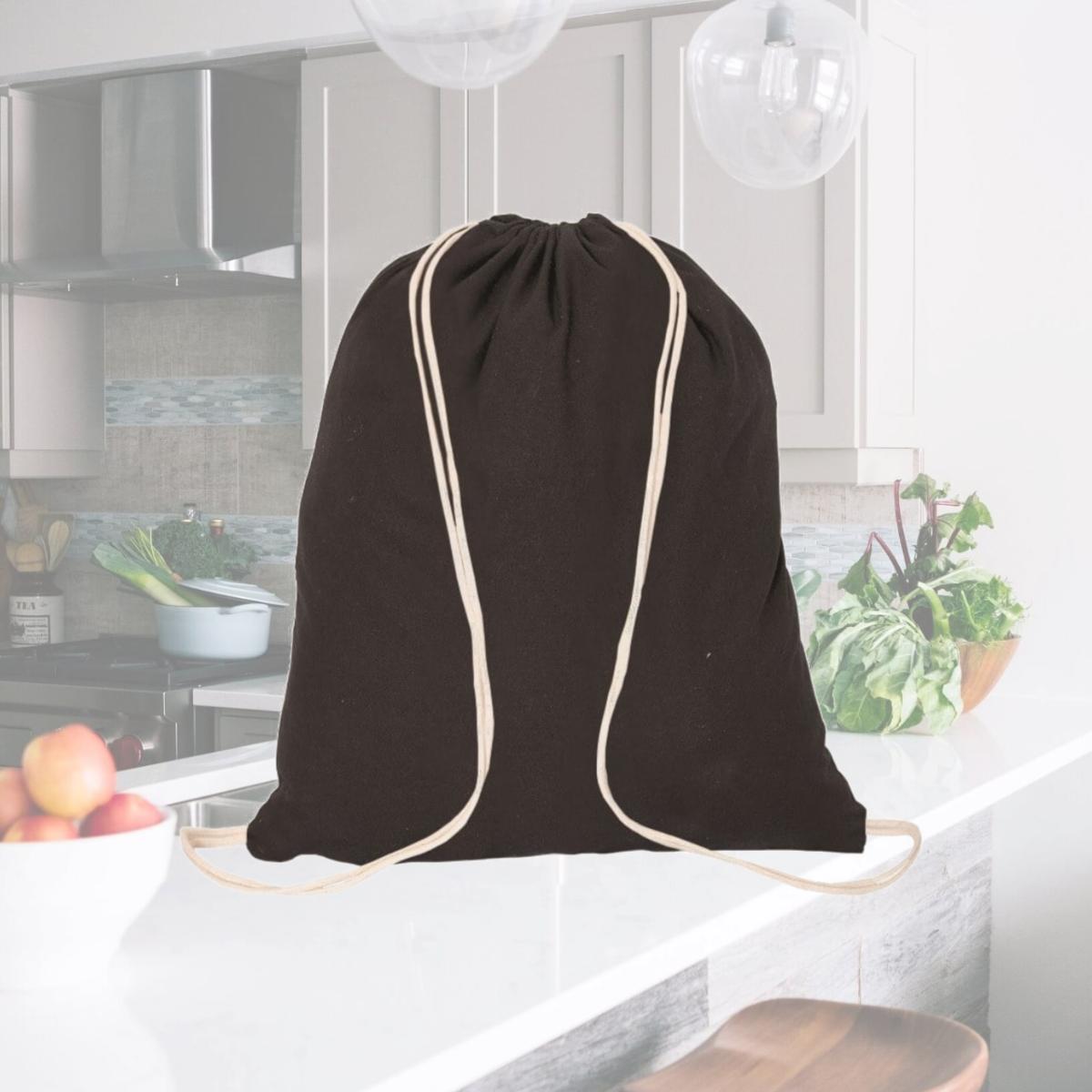 Picture of Debco E8429 Cotton Drawstring Bag - Black 