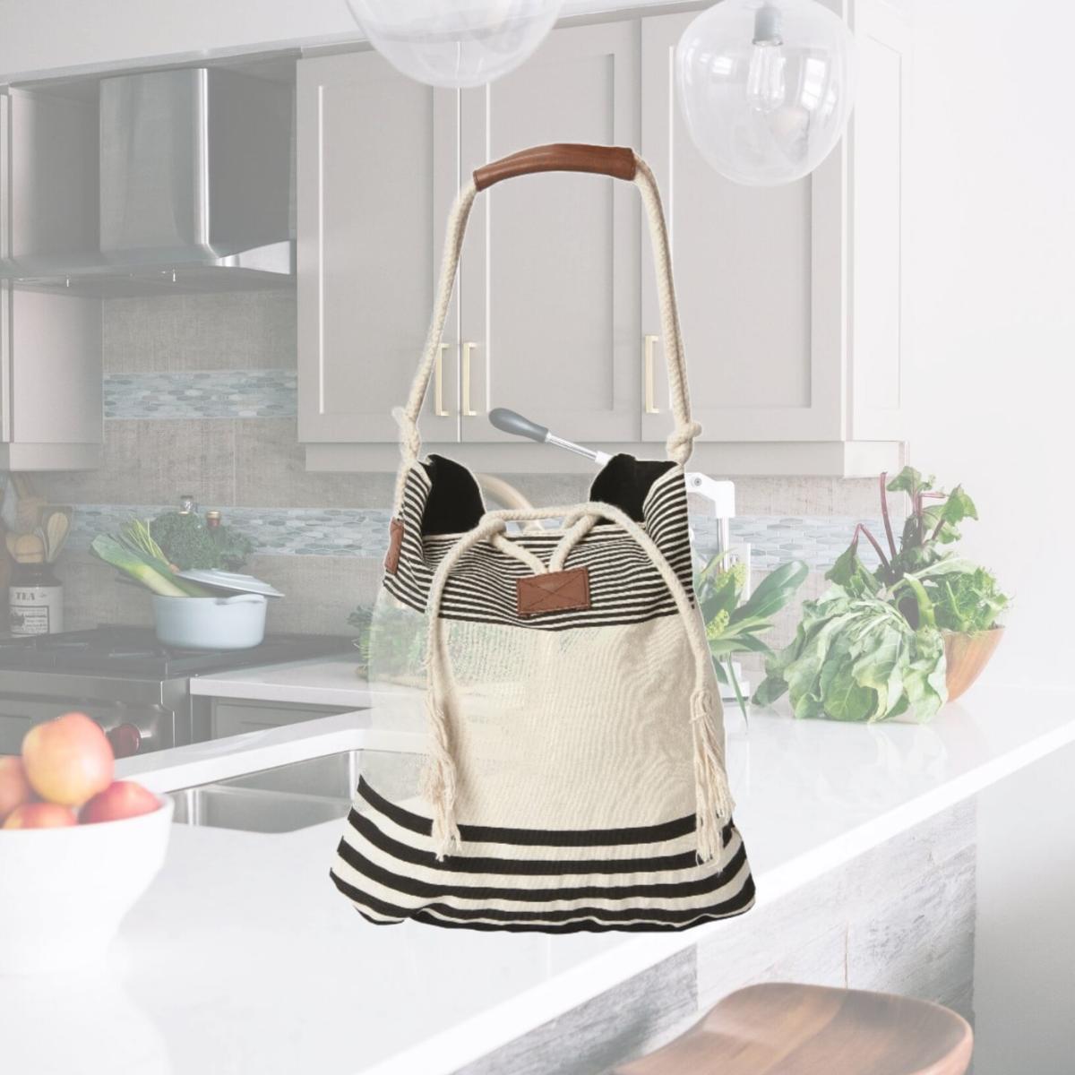 Picture of Debco E8564 Outrigger Striped Cotton Tote Bag - Natural / Black 