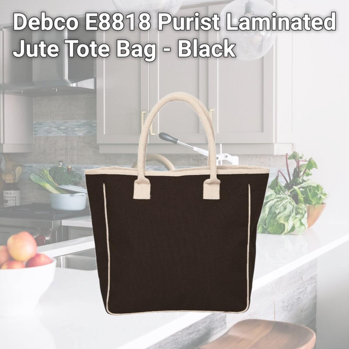Picture of Debco E8818 Purist Laminated Jute Tote Bag - Black 