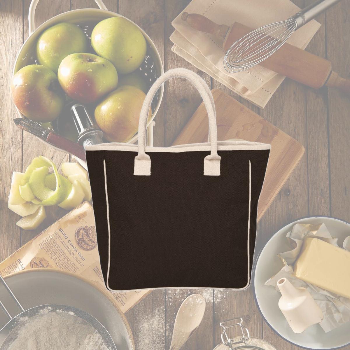 Picture of Debco E8818 Purist Laminated Jute Tote Bag - Black 