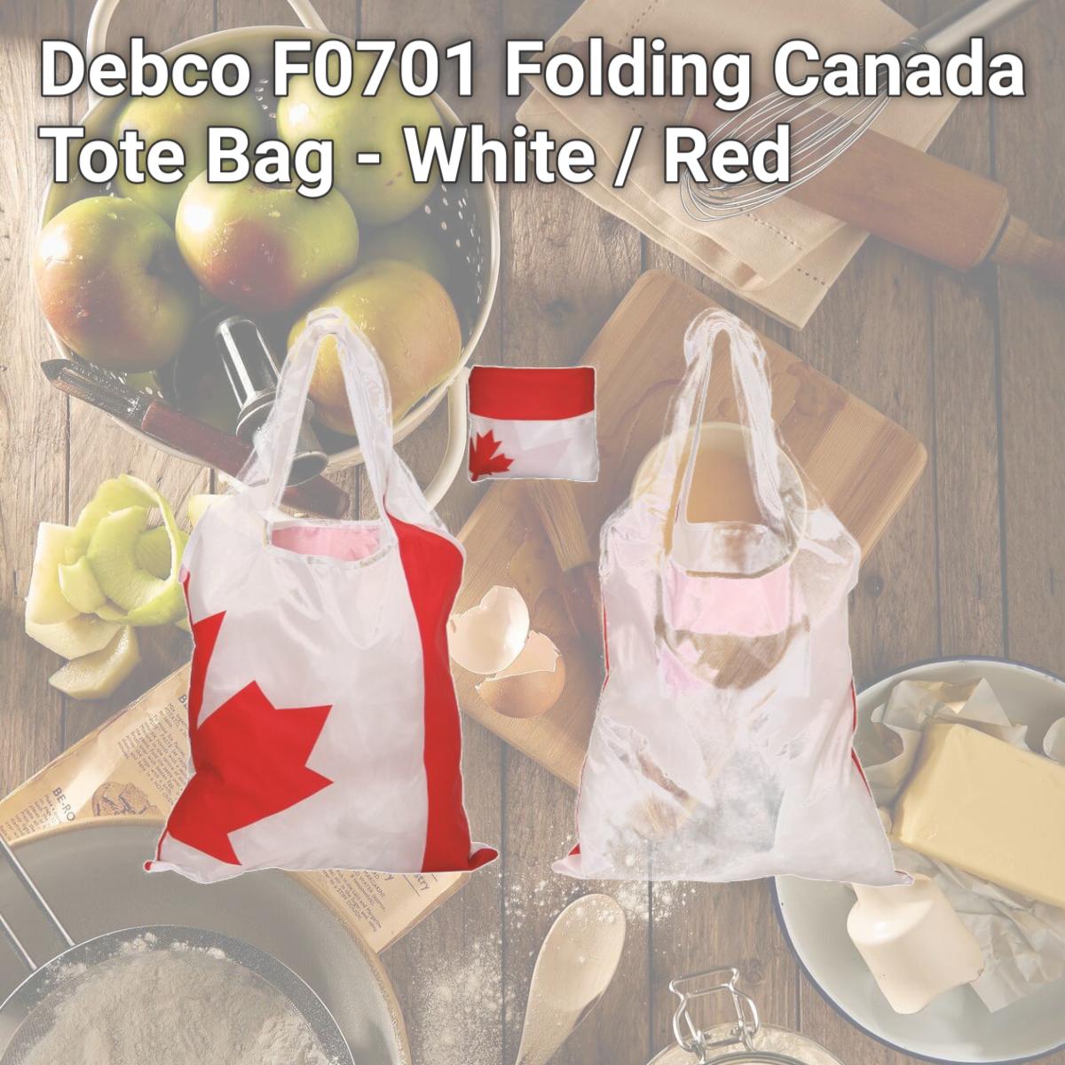 Picture of Debco F0701 Folding Canada Tote Bag - White / Red 