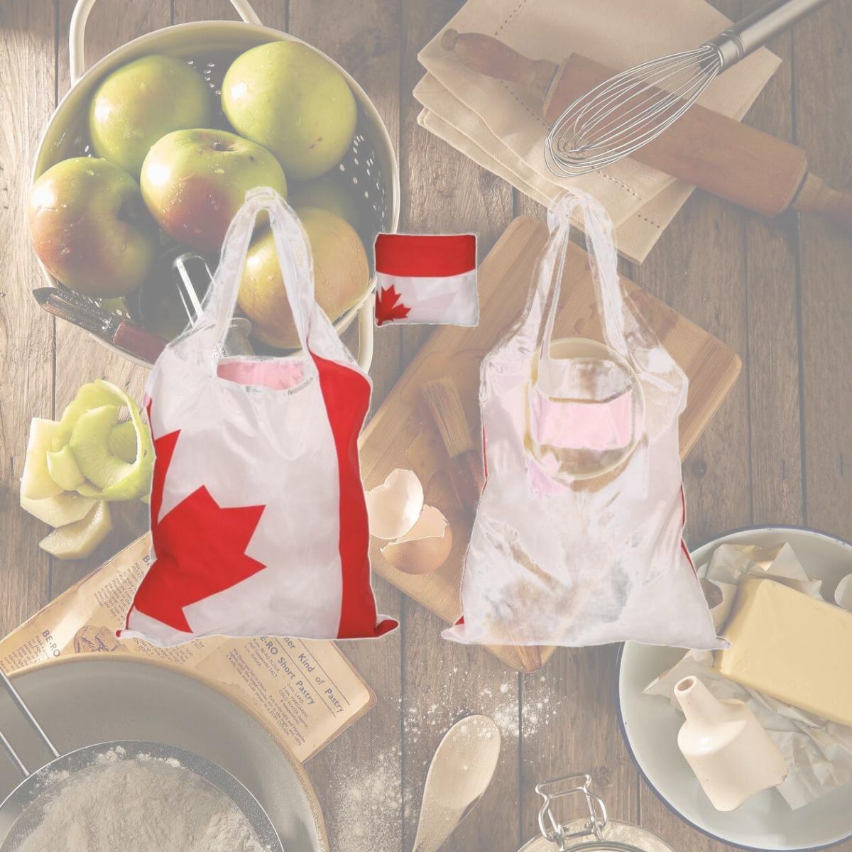 Picture of Debco F0701 Folding Canada Tote Bag - White / Red 