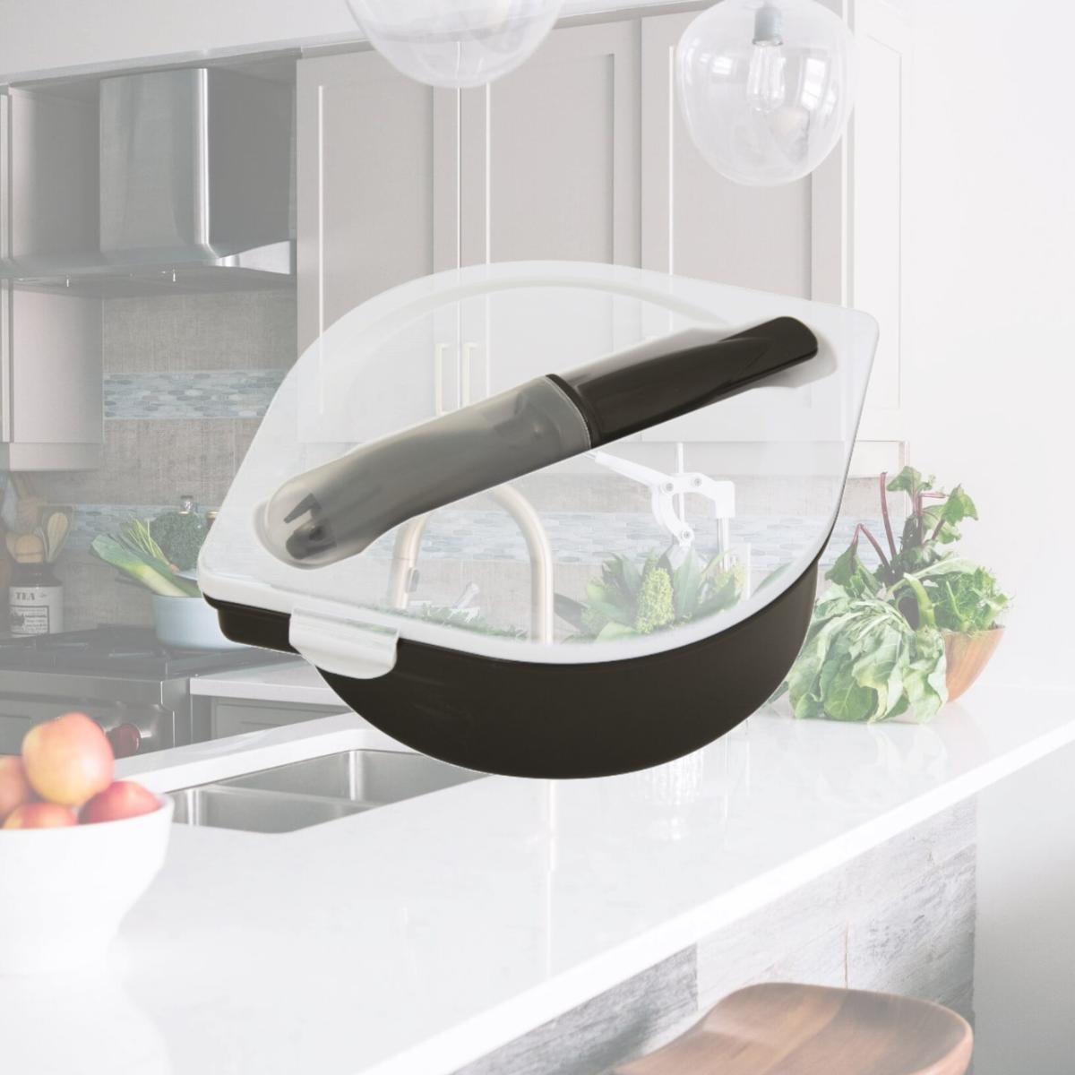 Picture of Debco KP8581 Munch N Go Lunch Container with Cutlery - Black / White 