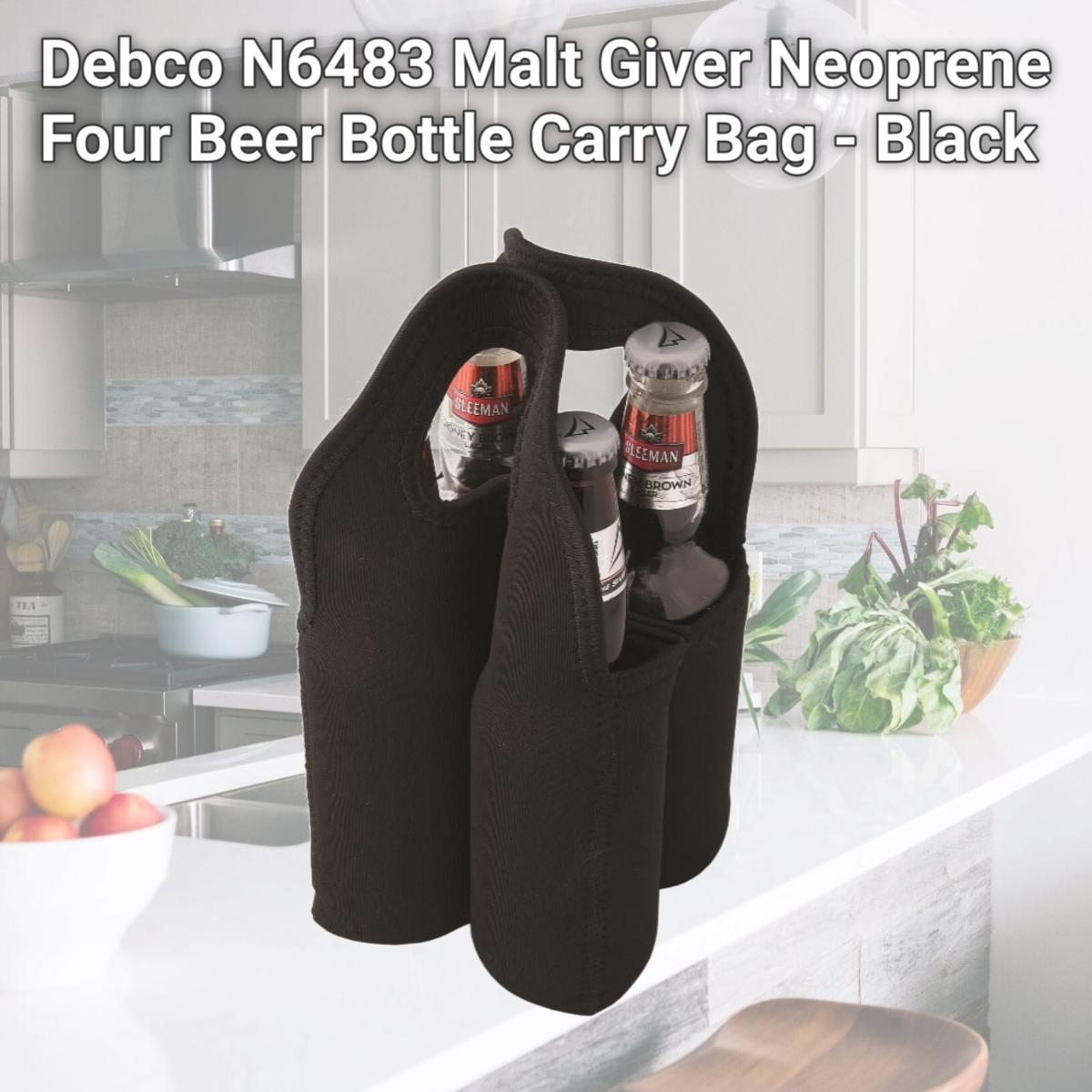 Picture of Debco N6483 Malt Giver Neoprene Four Beer Bottle Carry Bag - Black 