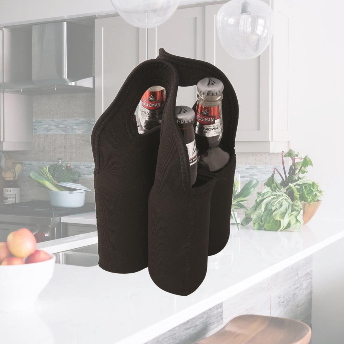 Picture of Debco N6483 Malt Giver Neoprene Four Beer Bottle Carry Bag - Black 