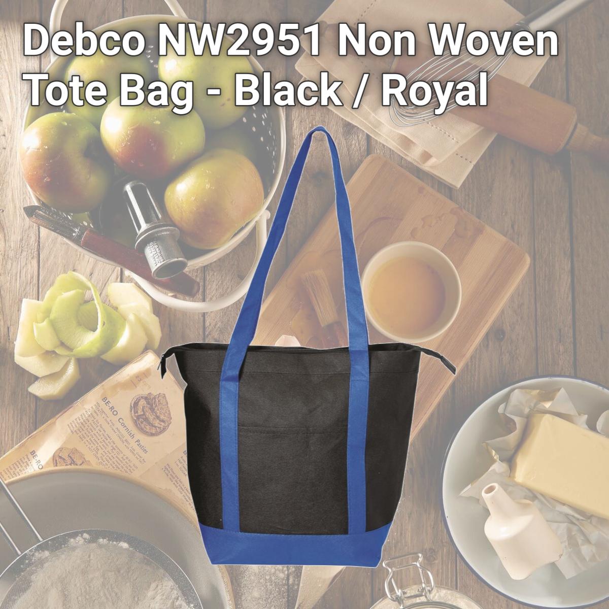 Picture of Debco NW2951 Non Woven Tote Bag - Black / Royal 