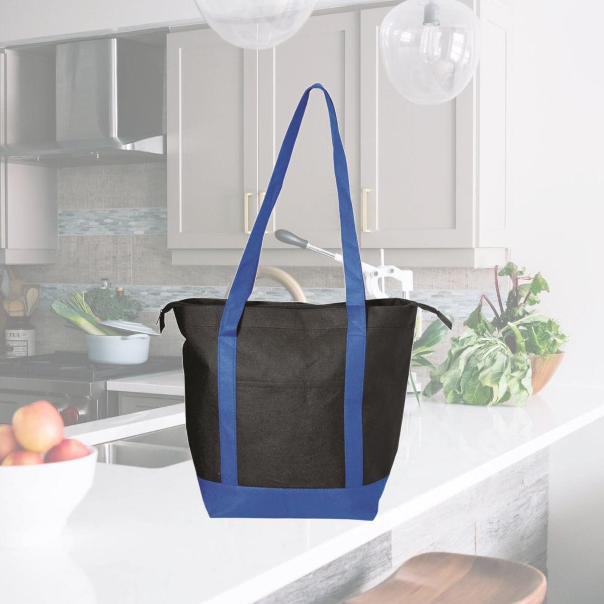 Picture of Debco NW2951 Non Woven Tote Bag - Black / Royal 